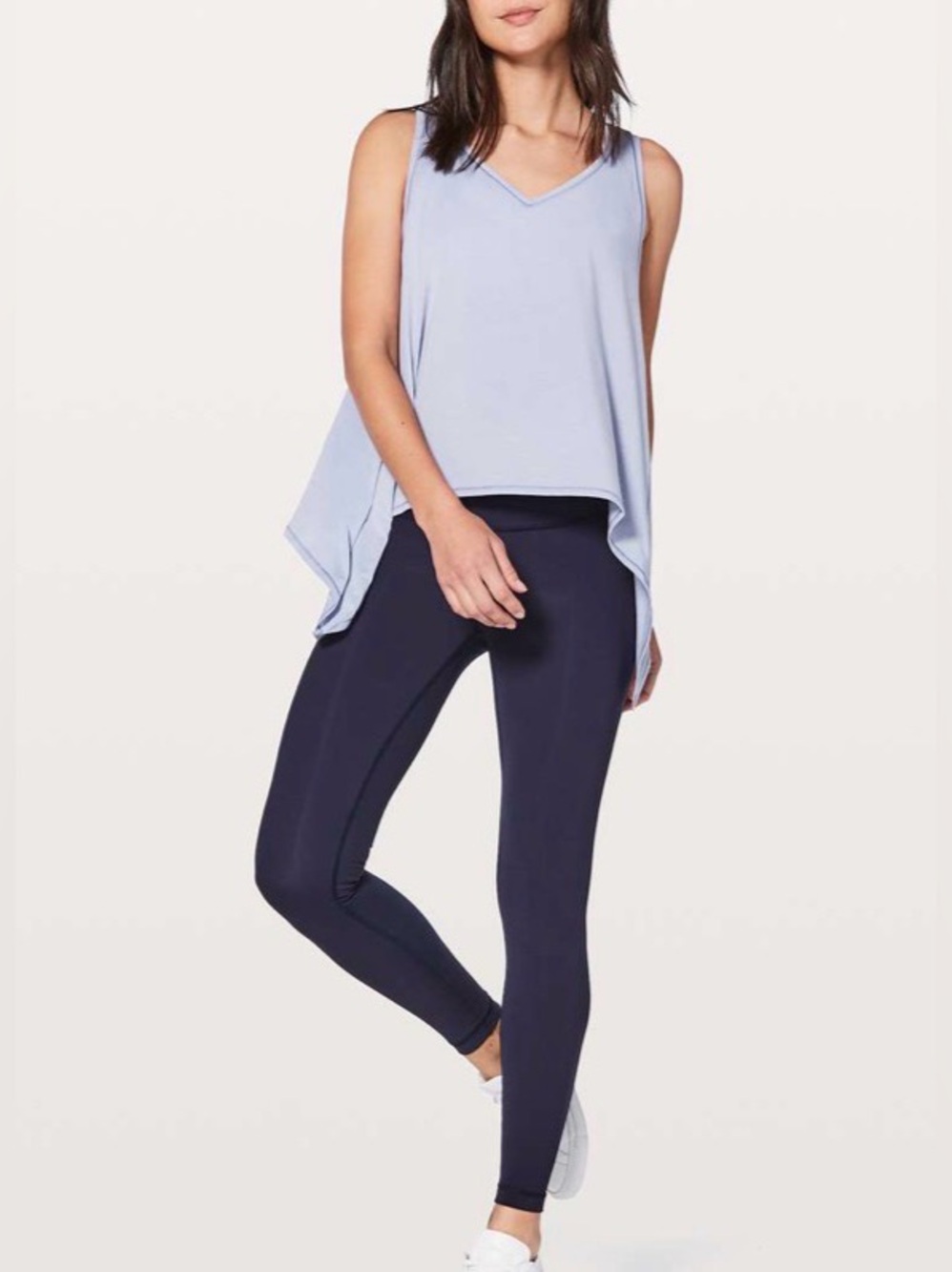 Lululemon Watch Me Flip Tank Heathered Misty Moon Tie Size Panels Size 12